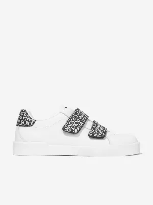 Dolce & Gabbana Boys Leather Velcro Logo Strap Trainers in White