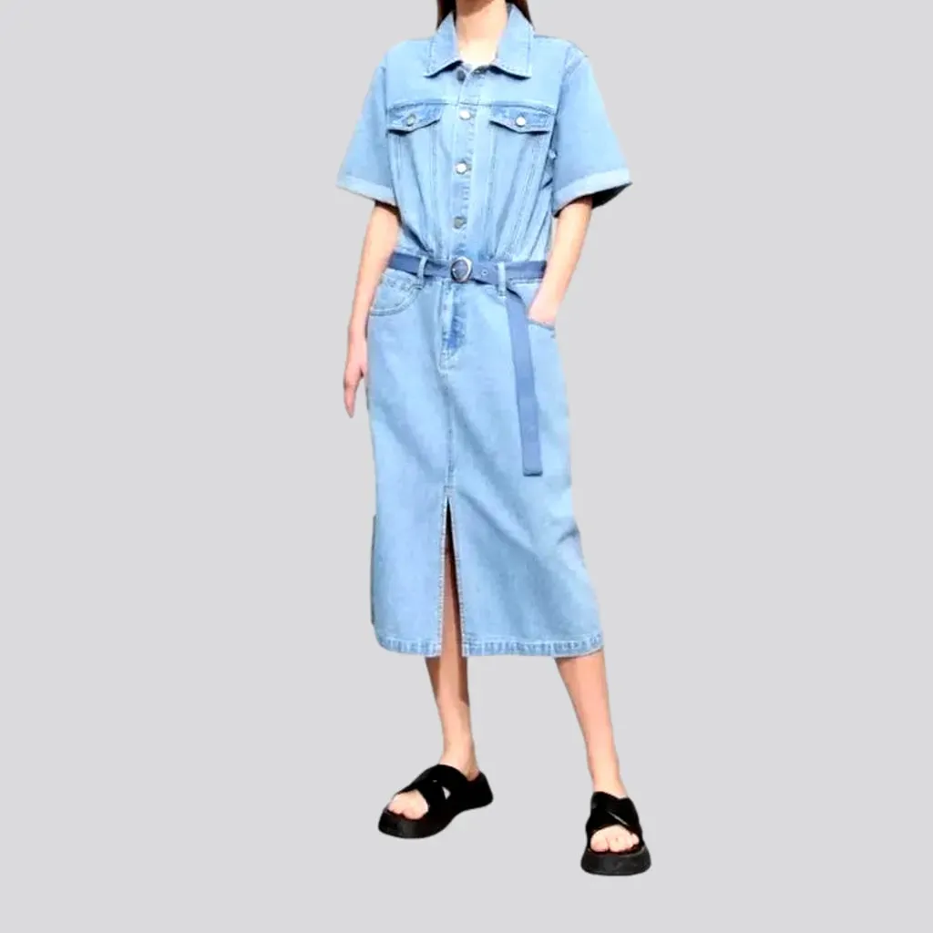 90s light wash denim dress