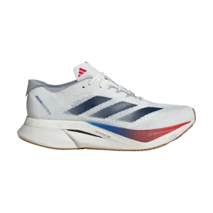 adidas Men's Adizero Boston 12 Core White/Dark Blue/Pure Ruby