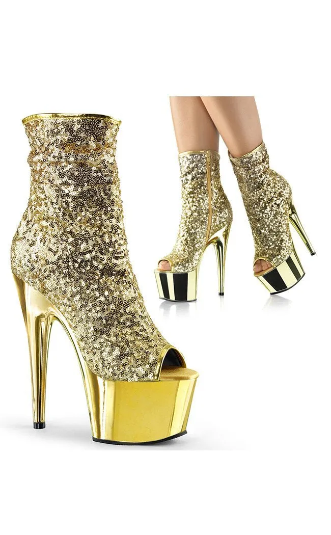 ADORE-1008SQ Gold Ankle Boots