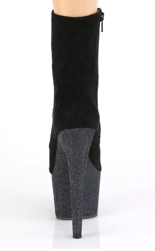 ADORE-1020FSMG Black Suede & Glitter Boots