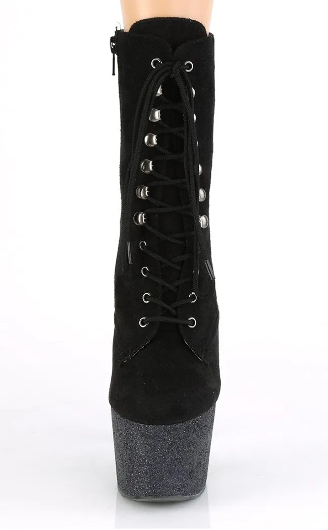 ADORE-1020FSMG Black Suede & Glitter Boots