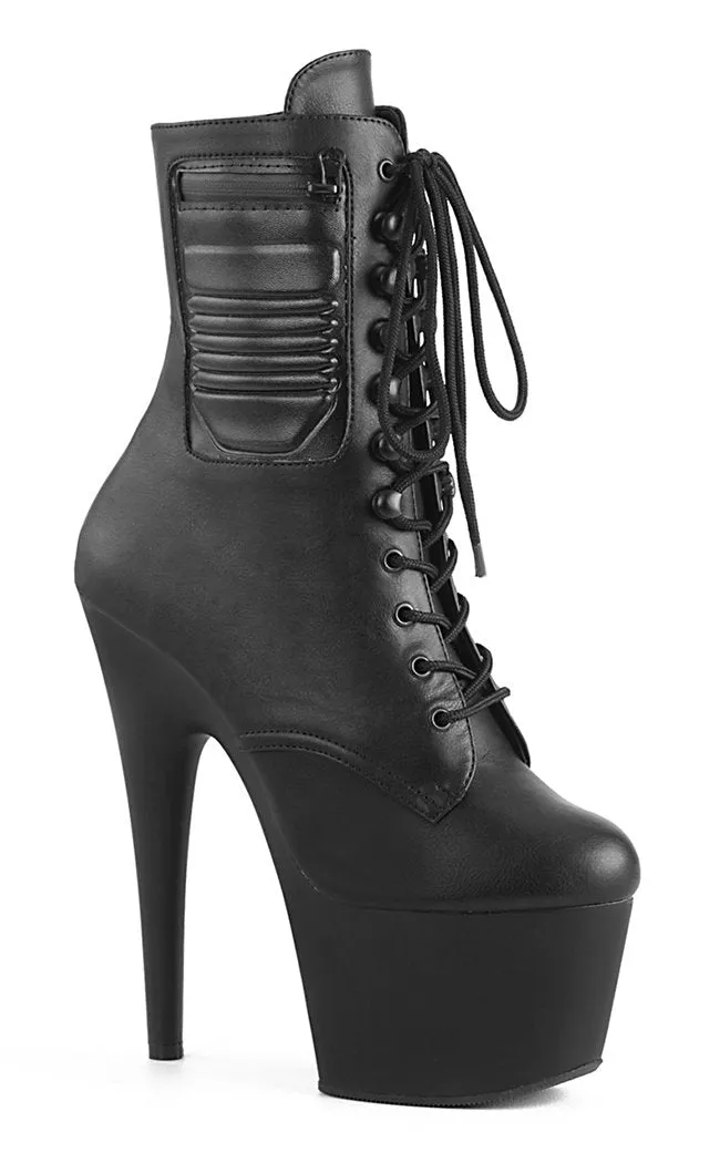 ADORE-1020PK Black Vegan Leather Ankle Boots