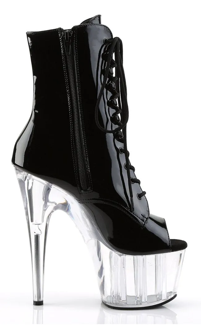 ADORE-1021 Black Patent & Clear Ankle Boots