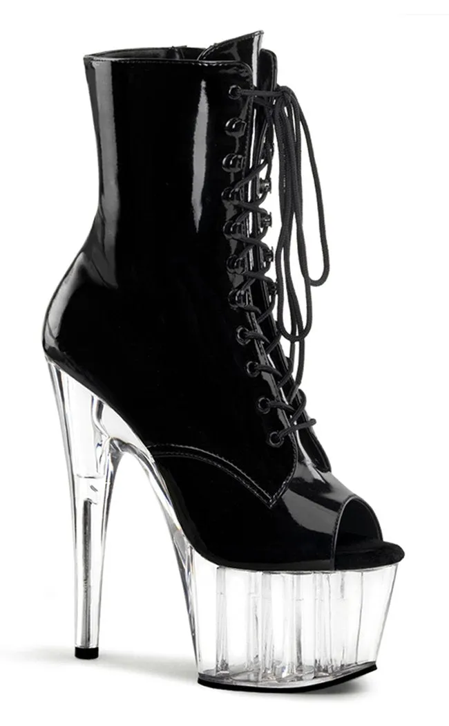 ADORE-1021 Black Patent & Clear Ankle Boots