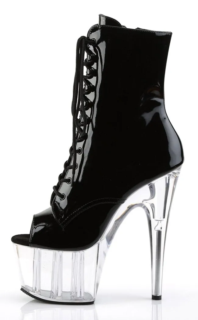 ADORE-1021 Black Patent & Clear Ankle Boots