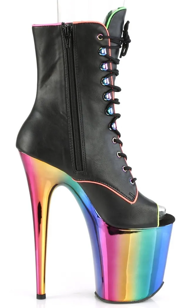 ADORE-1021RC-02 Black & Rainbow Chrome Ankle Boots