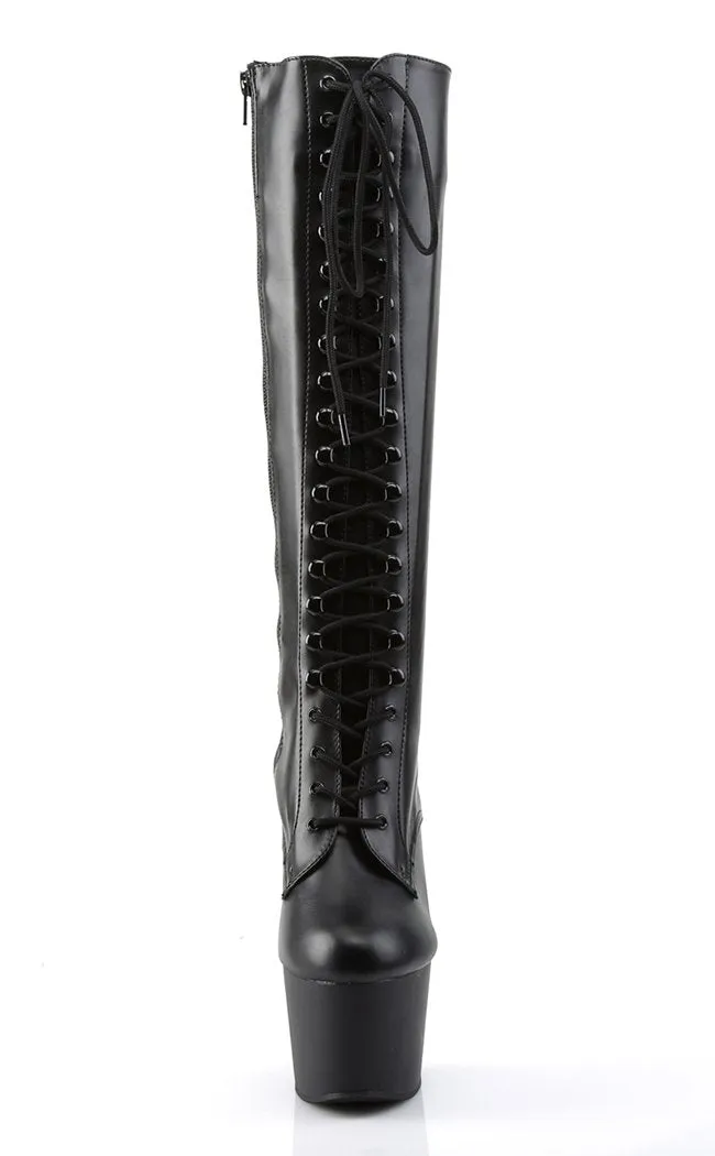 ADORE-2023 Black Vegan Leather Knee Boots