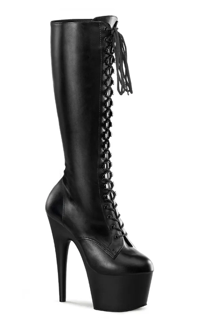 ADORE-2023 Black Vegan Leather Knee Boots