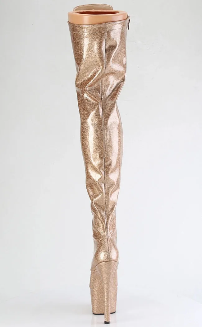 ADORE-3020GP Gold Glitter Patent Thigh High Boots