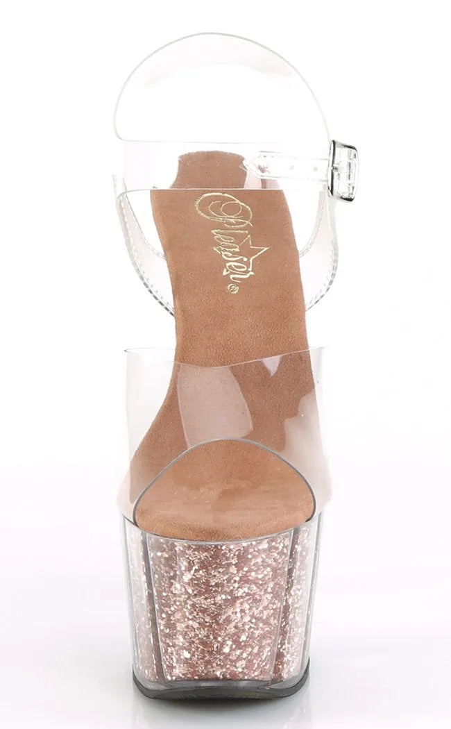 ADORE-708G Rose Gold Glitter Heels