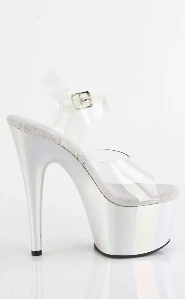 ADORE-708LQ Clear & Silver Holo Heels