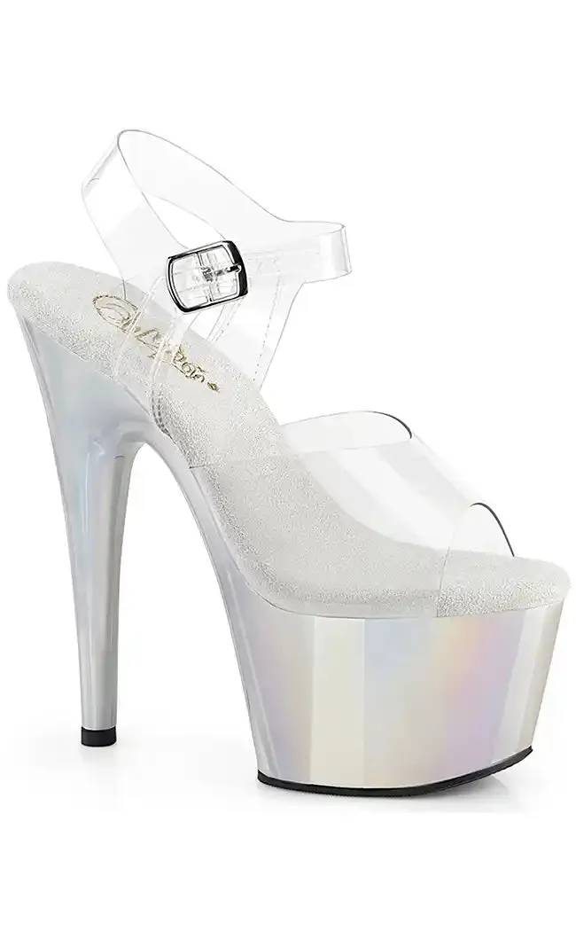 ADORE-708LQ Clear & Silver Holo Heels