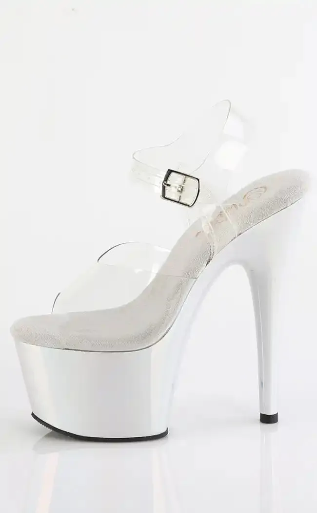 ADORE-708LQ Clear & Silver Holo Heels