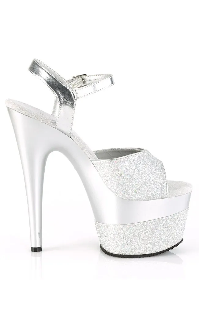 ADORE-709-2G Silver Glitter Heels