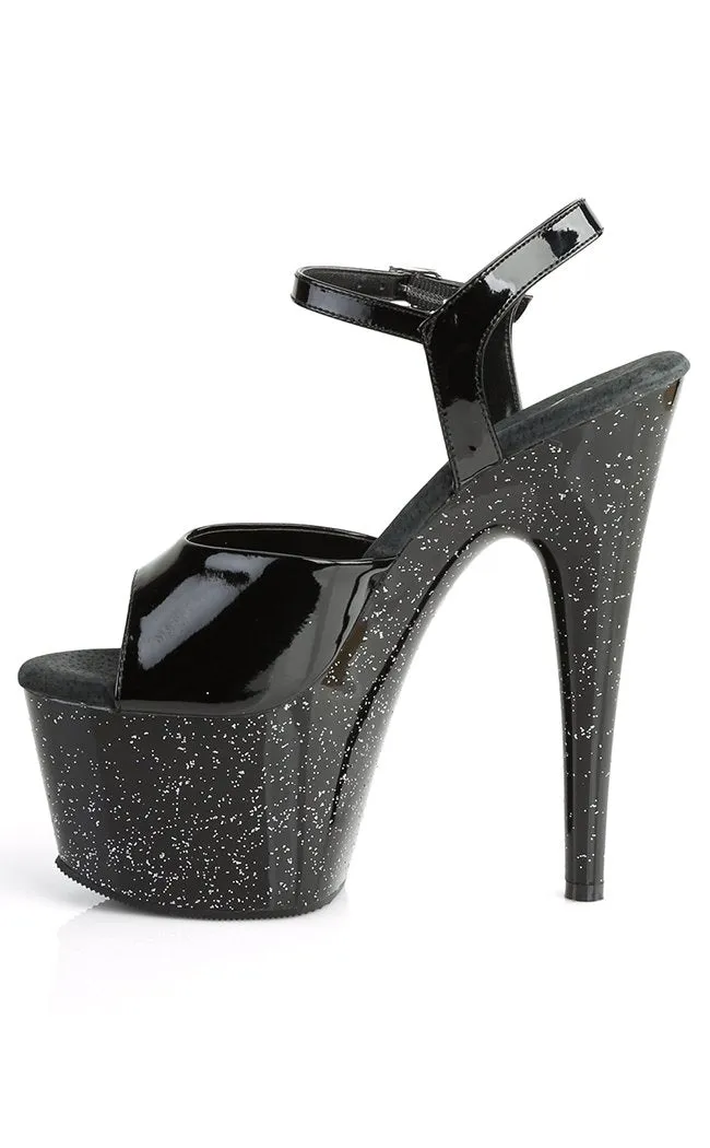 ADORE-709MG Black Patent & Glitter Heels