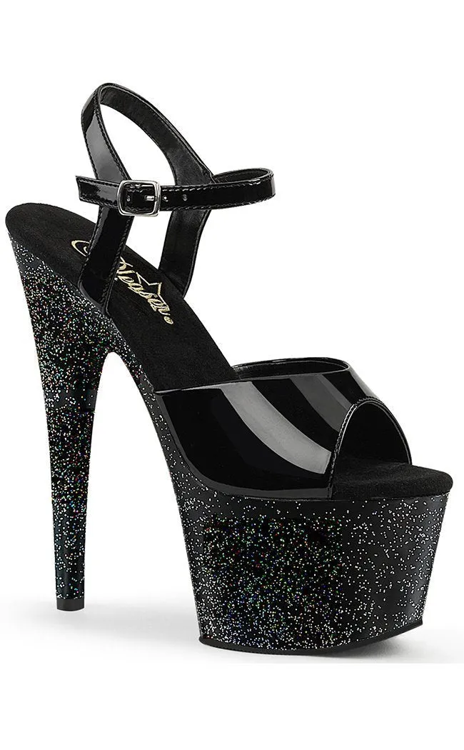 ADORE-709MG Black Patent & Glitter Heels