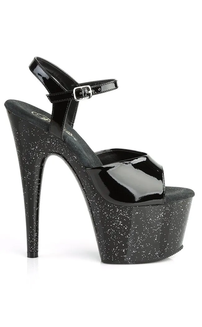 ADORE-709MG Black Patent & Glitter Heels