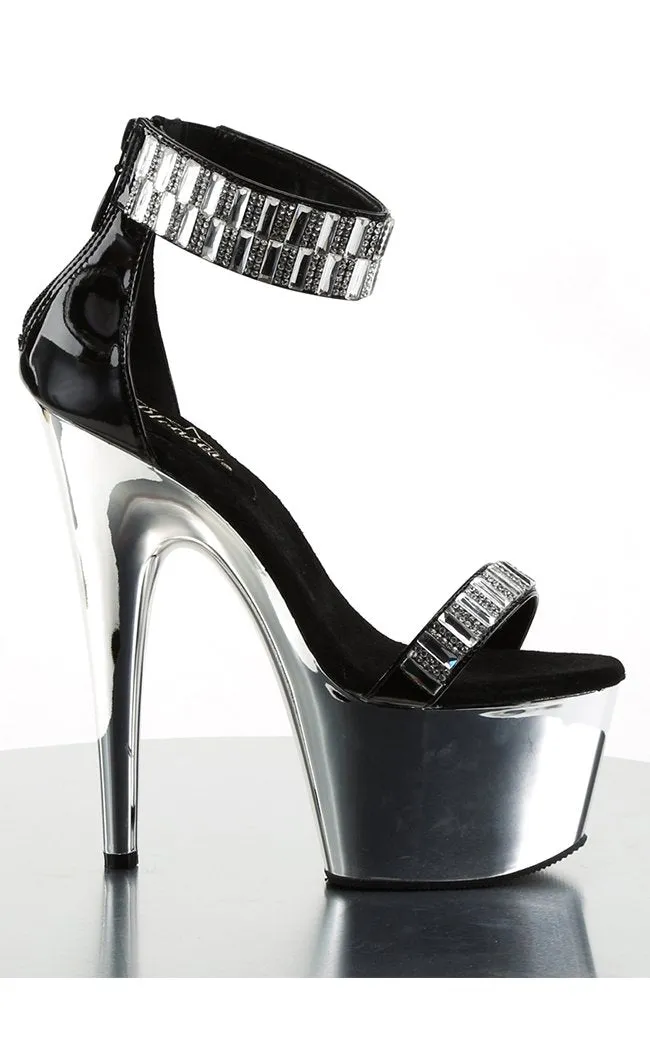 ADORE-769RS Black & Silver Chrome Heels