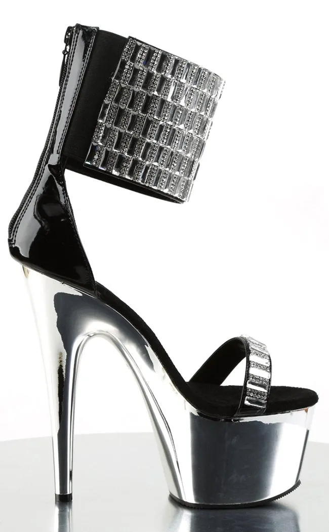 ADORE-789RS Black & Silver Chrome Heels