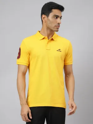 Alcis Men Banana Yellow Soft-Touch Regular-Fit Varsity Athleisure Polo T-Shirt