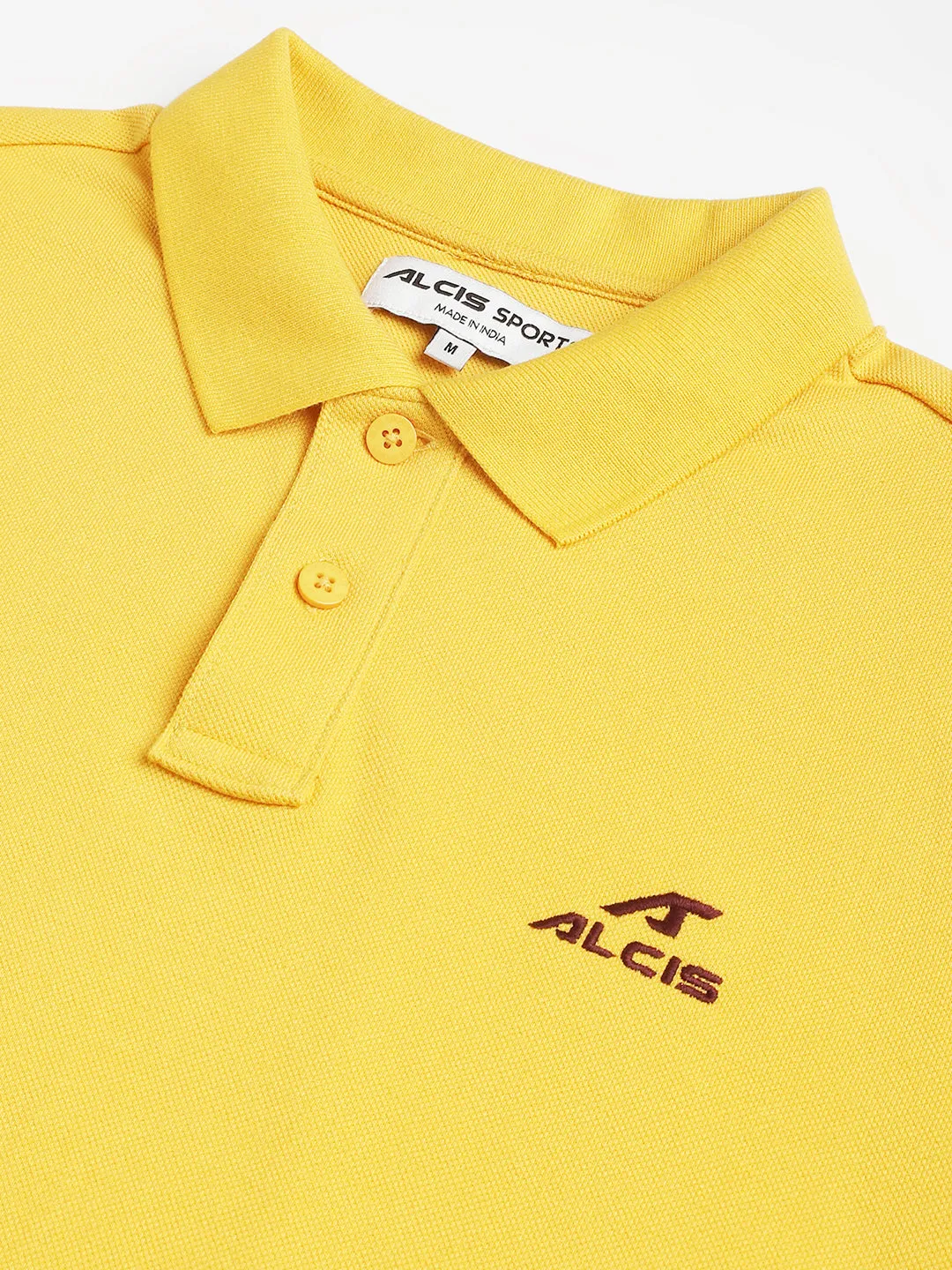 Alcis Men Banana Yellow Soft-Touch Regular-Fit Varsity Athleisure Polo T-Shirt