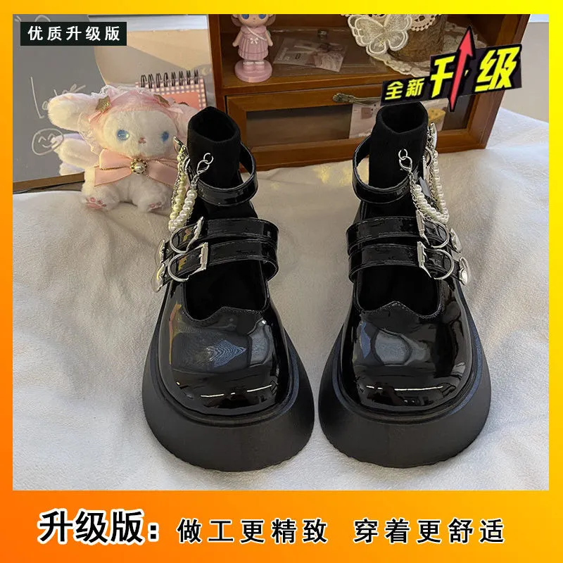 Amozae-- 2024 Mary Jane Shoes Women Lolita Shoes Buckle Strap Girls Cosplay Platform Heels Shoes Chunky Pumps Women Shoes Cosplay Kawaii