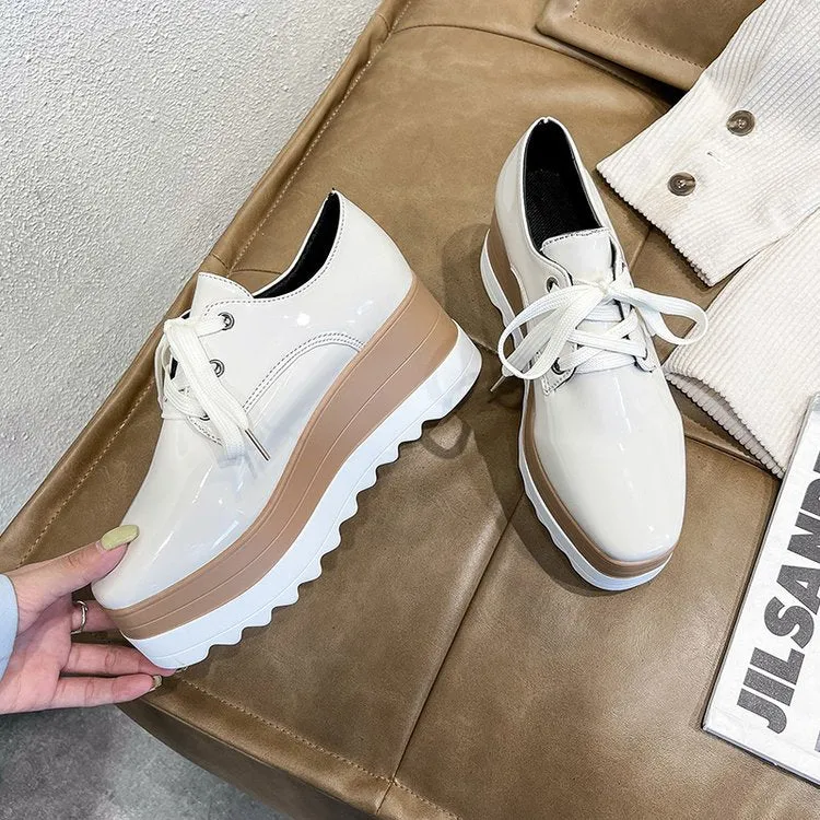 Amozae-2024 Spring New Women Flat Platform Shoes Slip on Moccains Ladies Casual Shoes Woman Thick Sole Brogue Creepers Sneakers