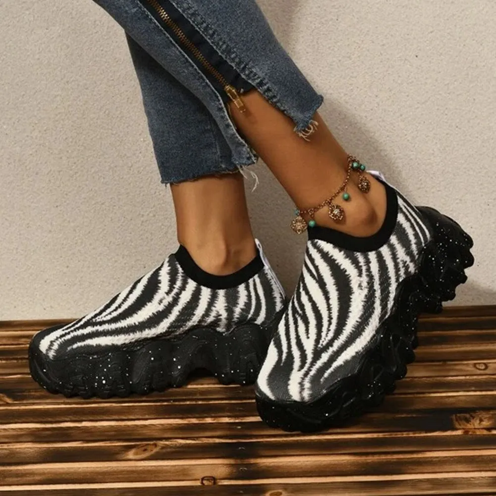 Amozae--Christmas Gift Female Flat Flower Print Slip On Wedges Footwear Women's Autumn Women Sneakers New Arrival women's Shoes 2024 Brand New Sale