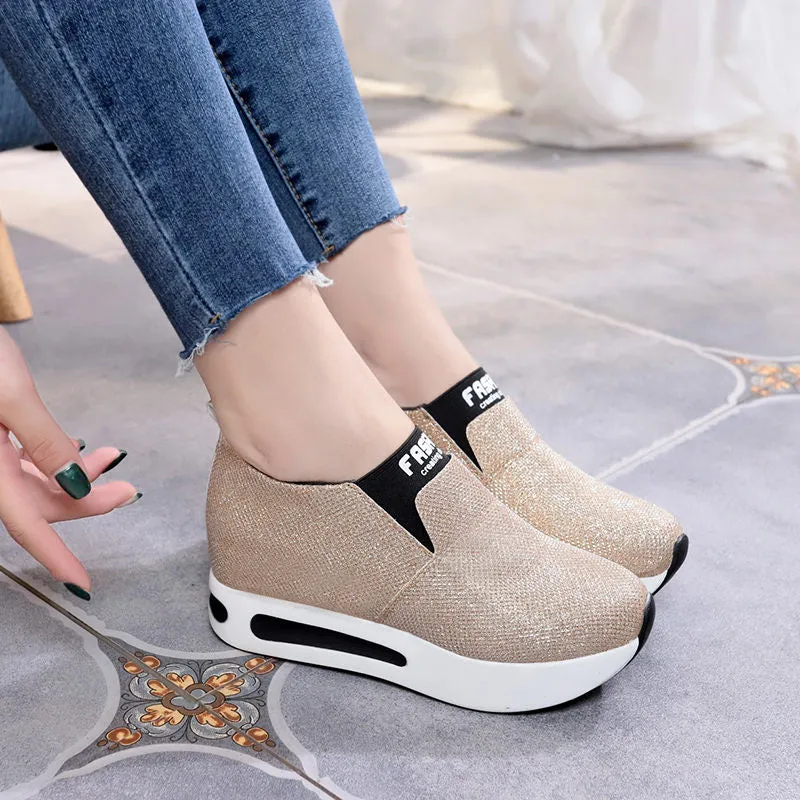 Amozae platform shoes Flat Shoes women Slip On Casual Platform Shoes women winter women's casual shoes leather shoes slip on sneakers A7