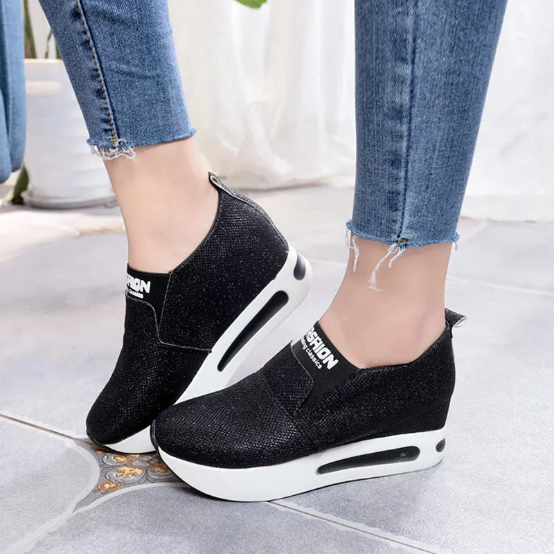 Amozae platform shoes Flat Shoes women Slip On Casual Platform Shoes women winter women's casual shoes leather shoes slip on sneakers A7