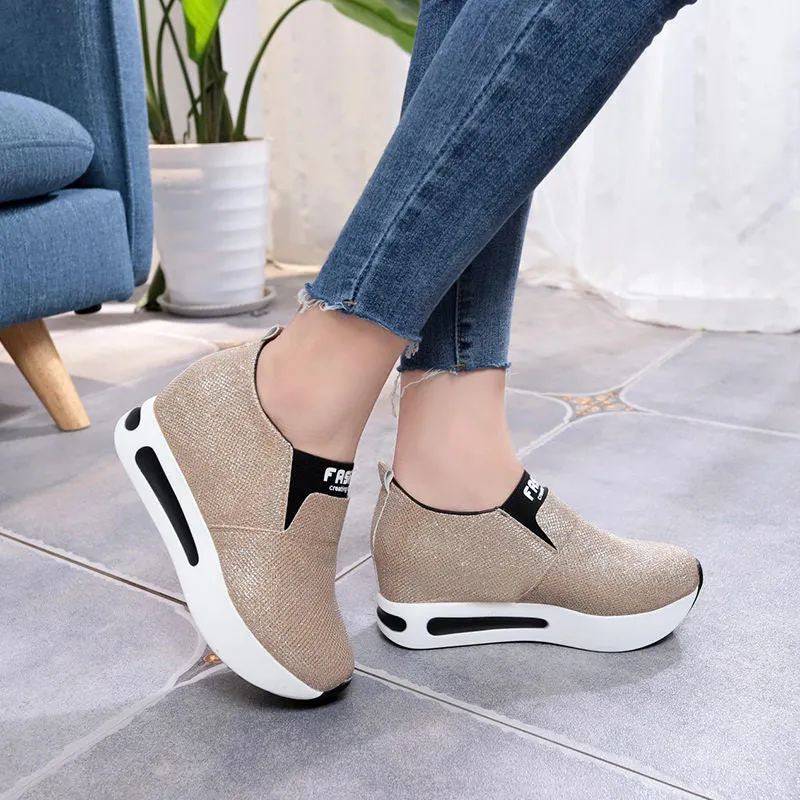 Amozae platform shoes Flat Shoes women Slip On Casual Platform Shoes women winter women's casual shoes leather shoes slip on sneakers A7