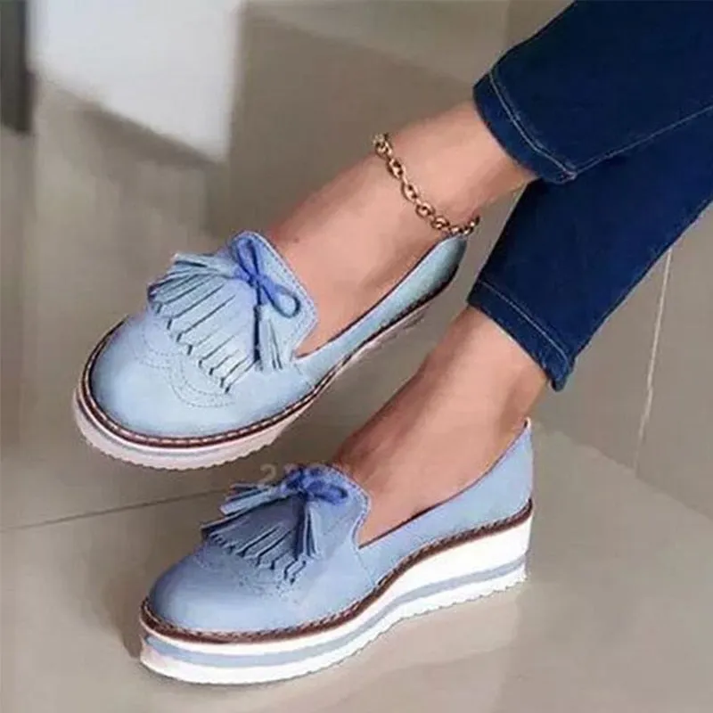 Amozae--Women Tassel Bowtie Loafers Woman Slip On Sneakers Ladies Soft PU Leather Sewing Flat Platform Female Shoes All Seasons 2024 New