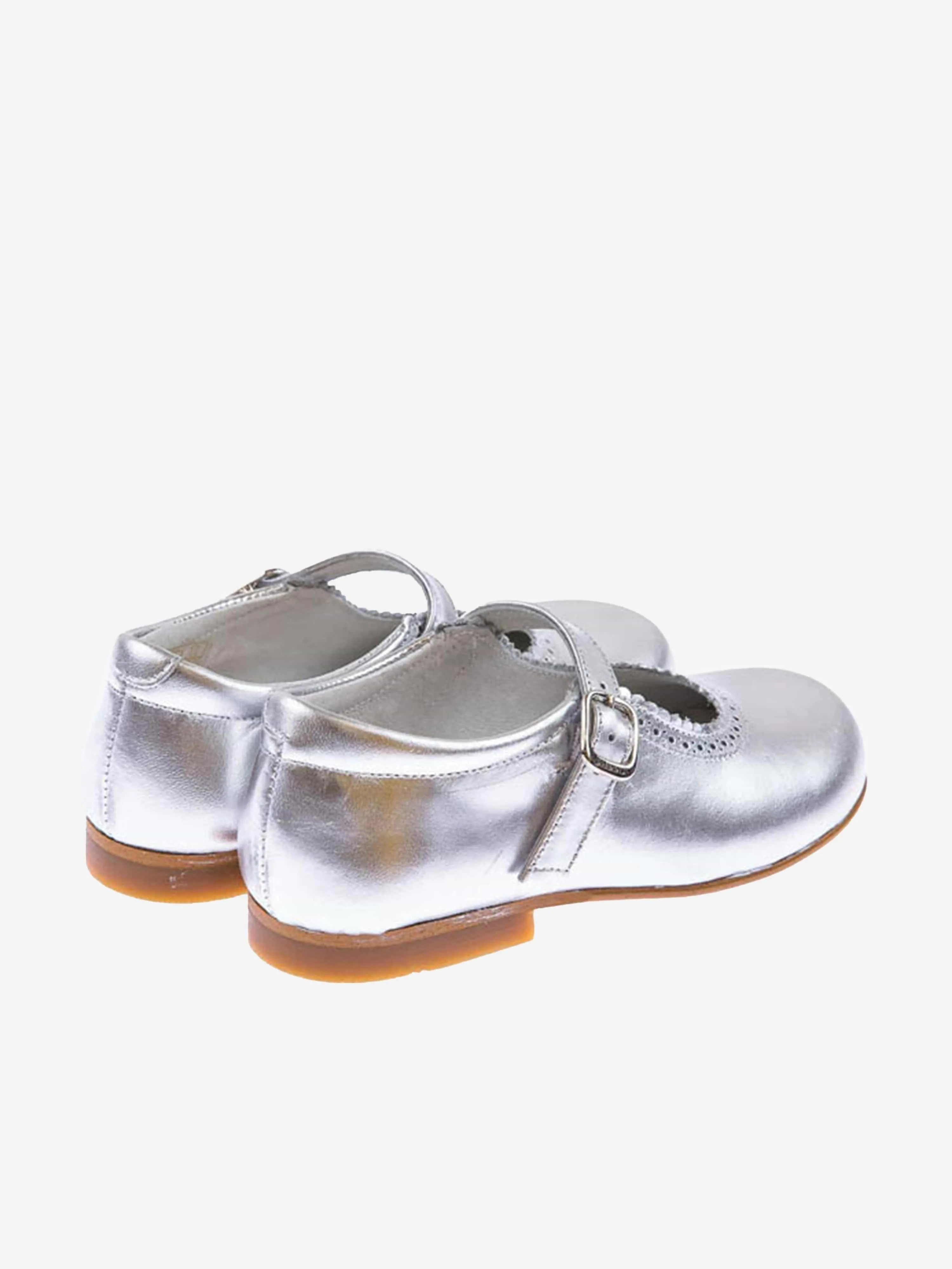 Andanines Girls Leather Mary Jane Shoes in Silver