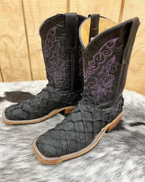 Anderson Bean Women's Black / Purple Big Bass Arapaima Square Toe Cowgirl Boots 335675