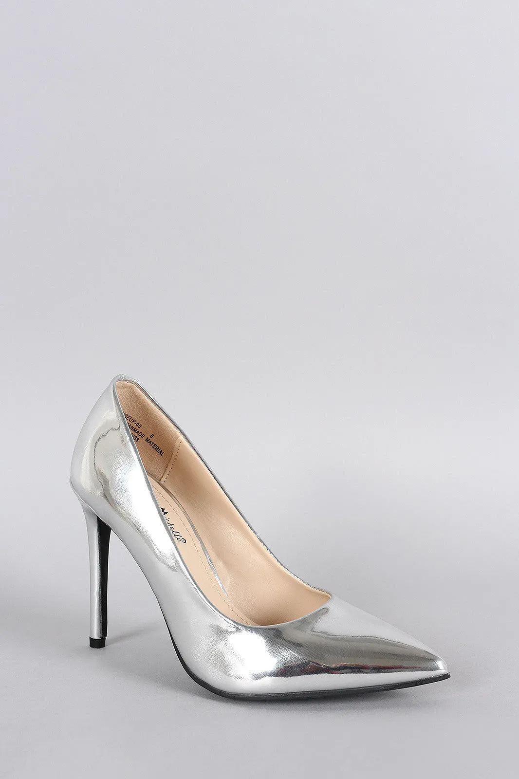 Anne Michelle Metallic Patent Pointy Toe Pump