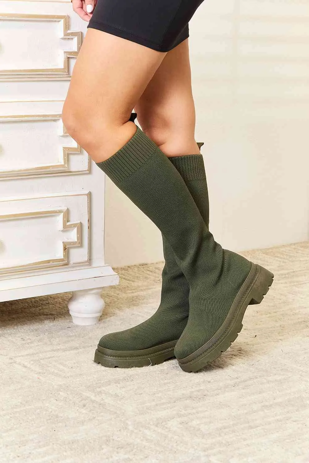 *APP EXCLUSIVE* Knee High Platform Sock Boots