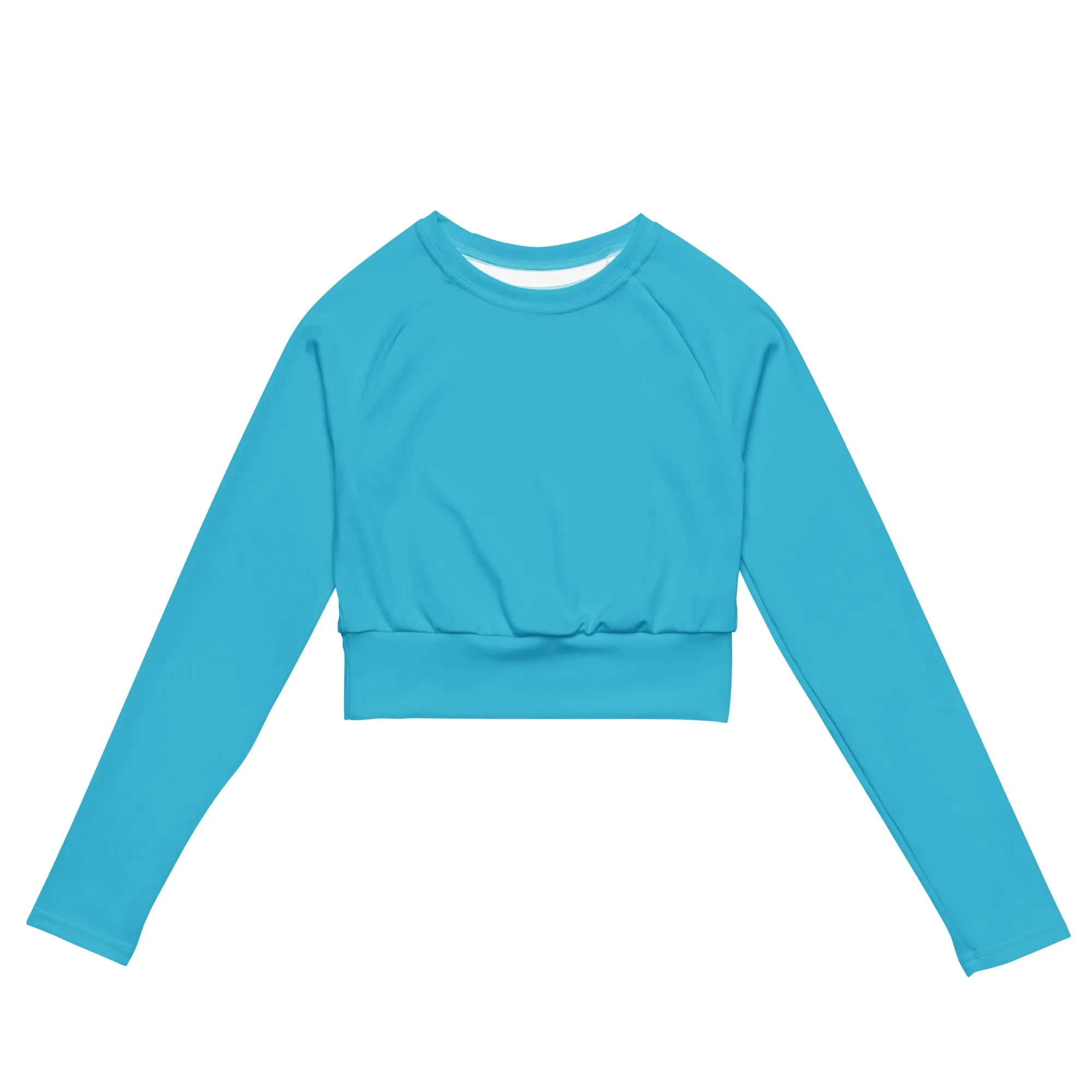 Aqua Turquoise Recycled Long-sleeve Crop Top