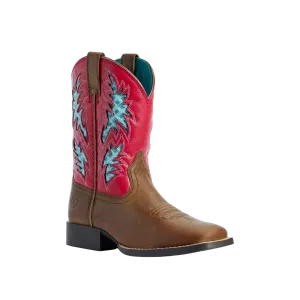 Ariat Kid's VentTEK Western Cowboy Brown & Hot Pink Boots