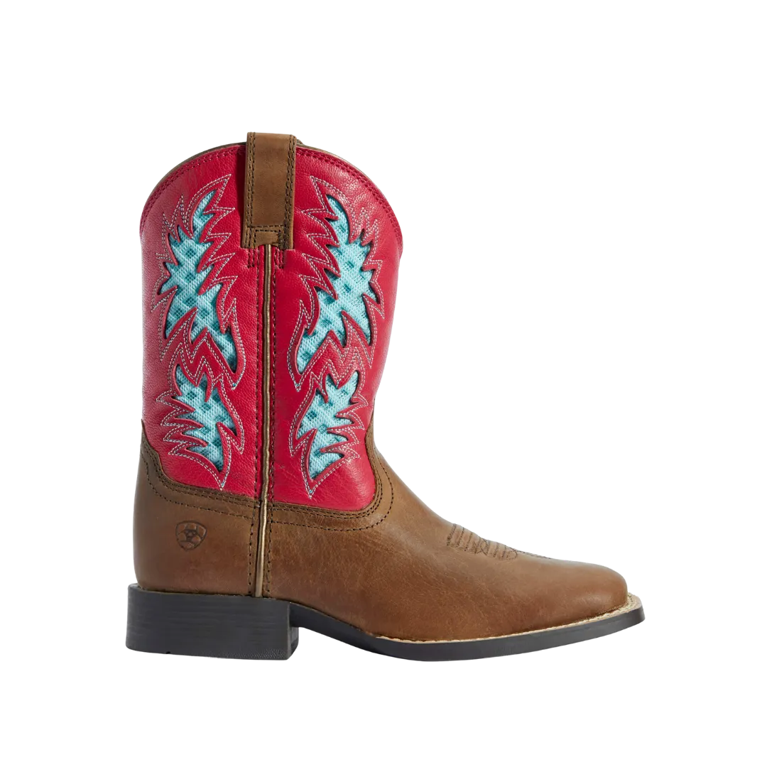 Ariat Kid's VentTEK Western Cowboy Brown & Hot Pink Boots