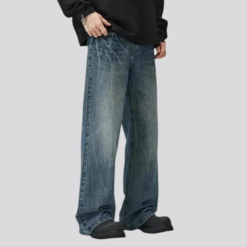 Baggy fit faded design men's jeans