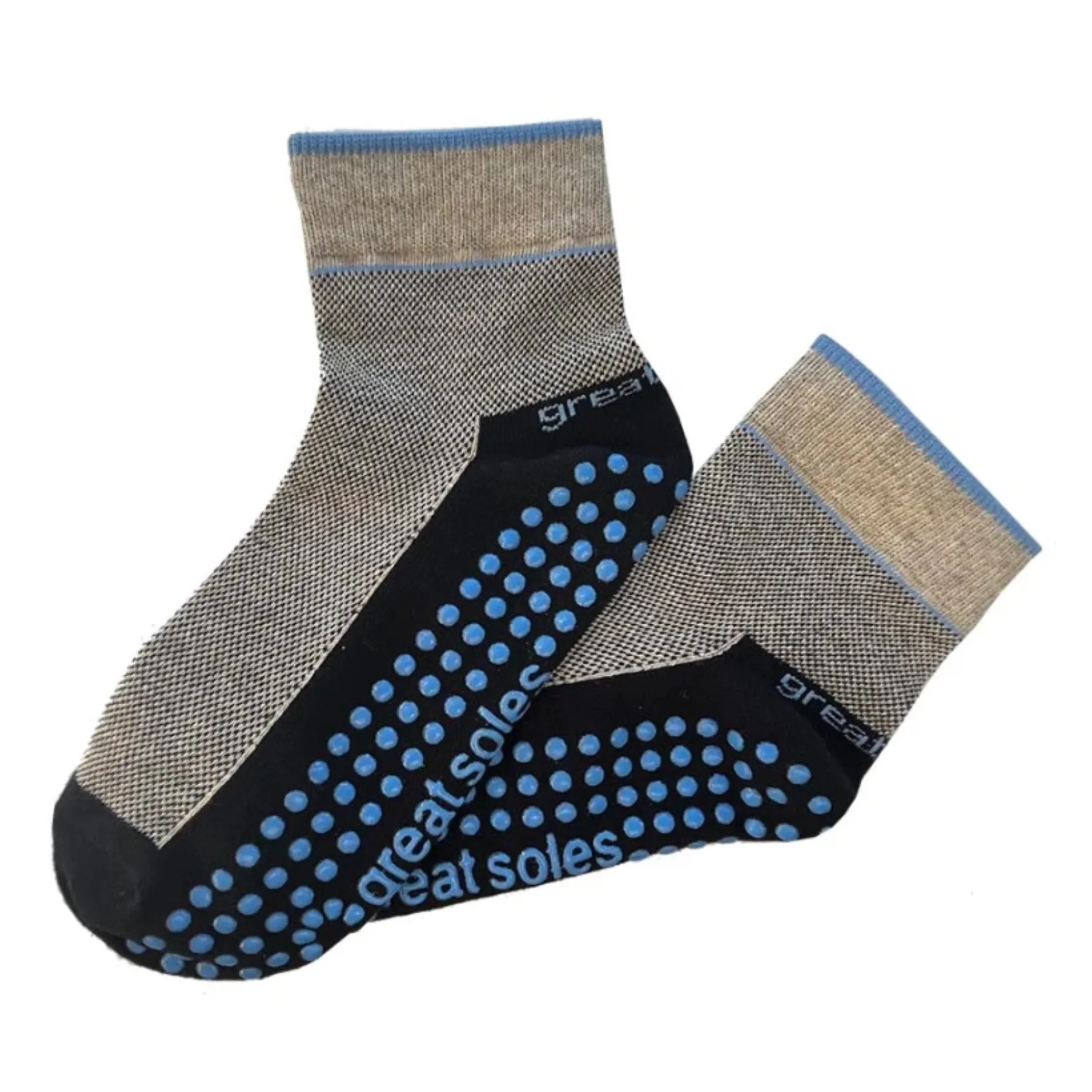 Bailey Short Crew Grip Sock - Blue/Black (Pilates & Barre)