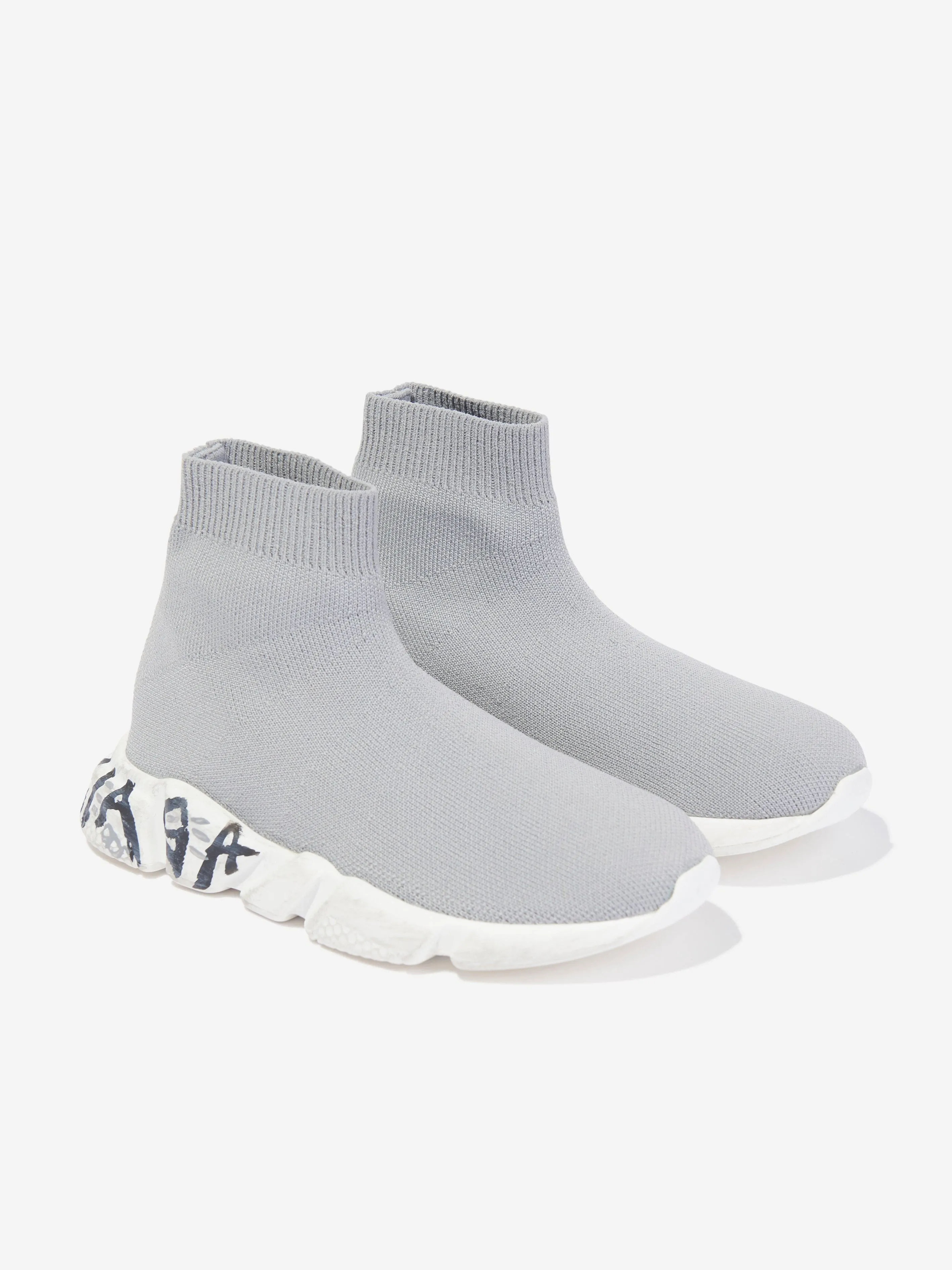 Balenciaga Kids Sole Graffiti Speed Trainers in Grey