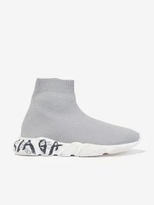 Balenciaga Kids Sole Graffiti Speed Trainers in Grey