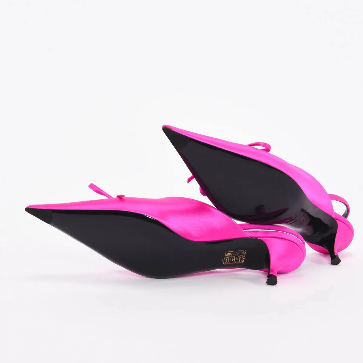 Balenciaga Rose Fuchsia Satin Knife Slingback Pumps 37