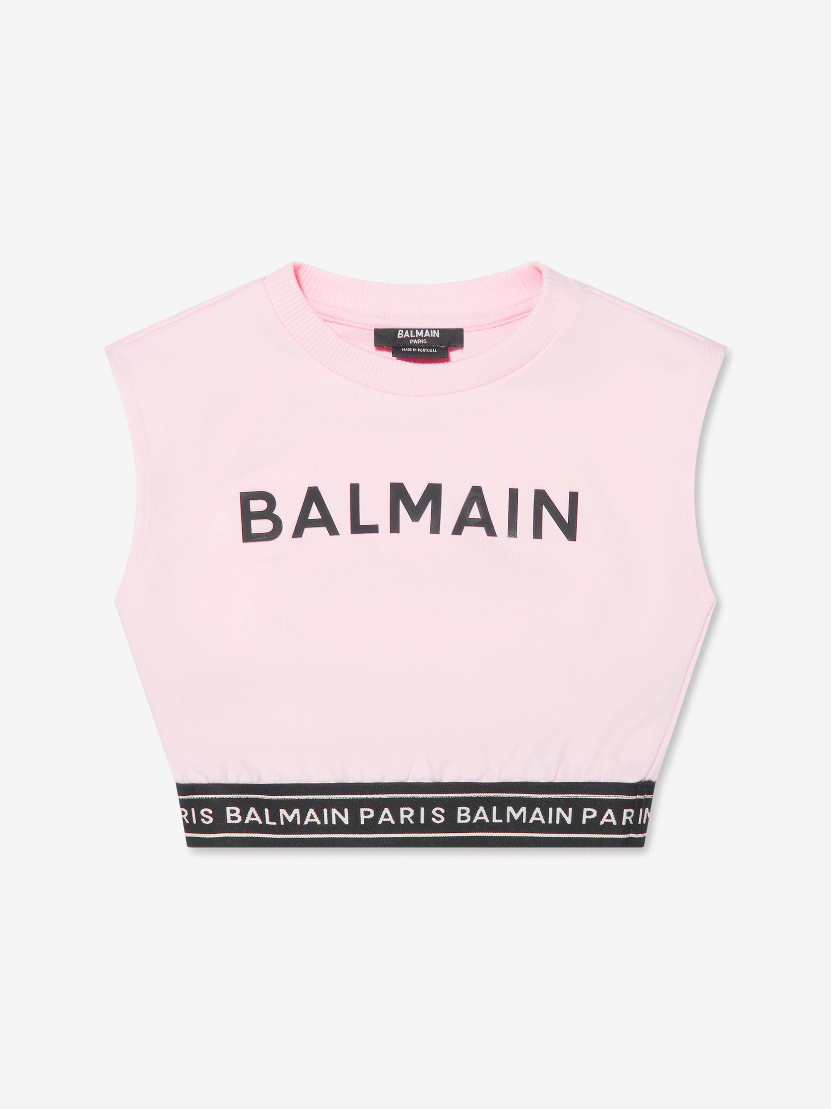 Balmain Girls Sleeveless Sweatshirt in Pink