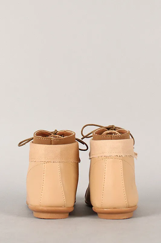 Bamboo Fold Over Cuff Lace Up Bootie