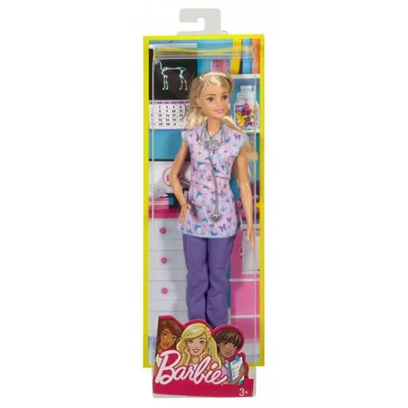 Barbie Nurse Doll with Blonde Hair, Purple Scrubs & Stethoscope