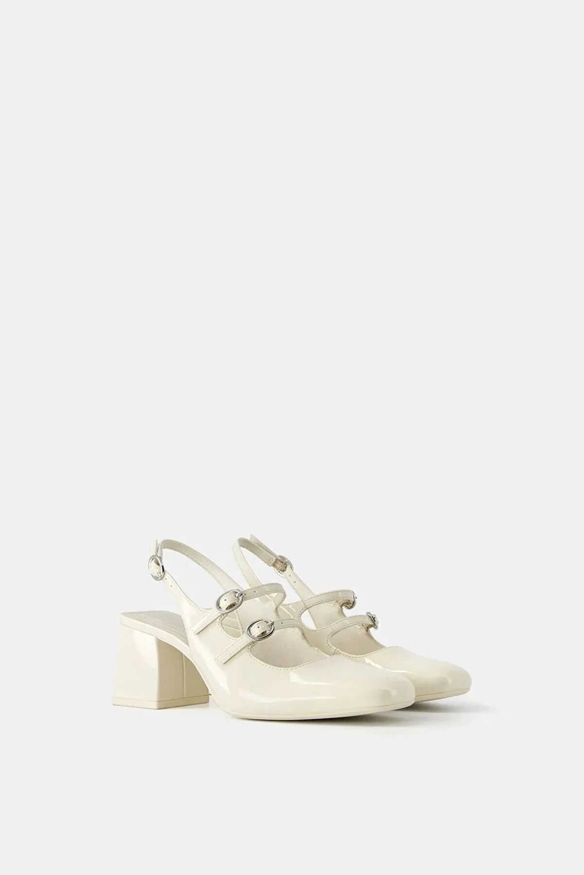 Bershka Women's Mary Jane Open-Back Shoes With Block Heels