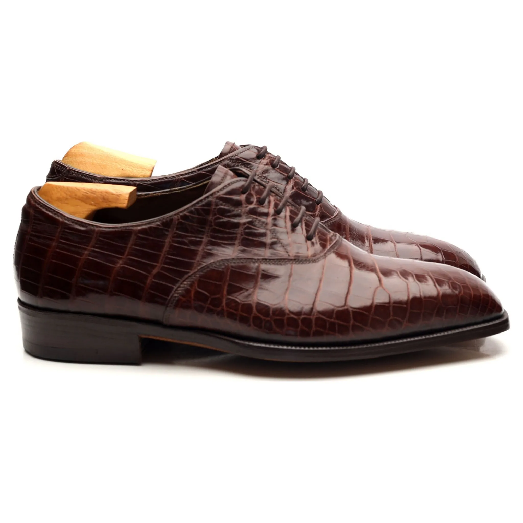 Bespoke Brown Crocodile Leather Oxford UK 5.5 E